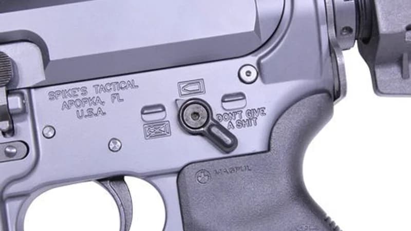 Close-up of ambidextrous AR-15 safety selector