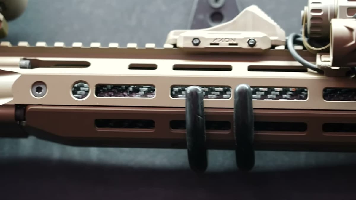 Close-up of carbon fiber barrel sleeve on DD4 X1