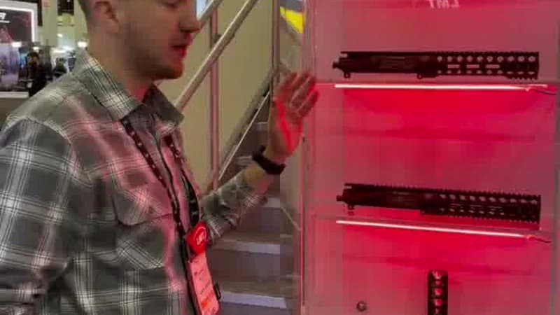 LMT hybrid MRP uppers displayed at SHOT Show 2026 booth