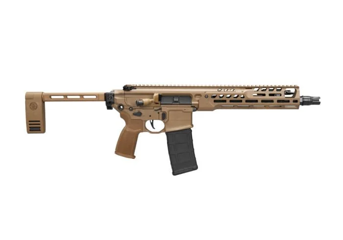 SIG MCX Spear LT 5.56 NATO 11.5-inch pistol configuration in Flat Dark Earth with folding brace