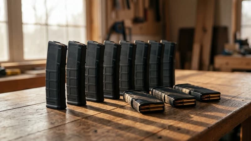 Stack of Magpul PMAG Gen M3 AR-15 magazines