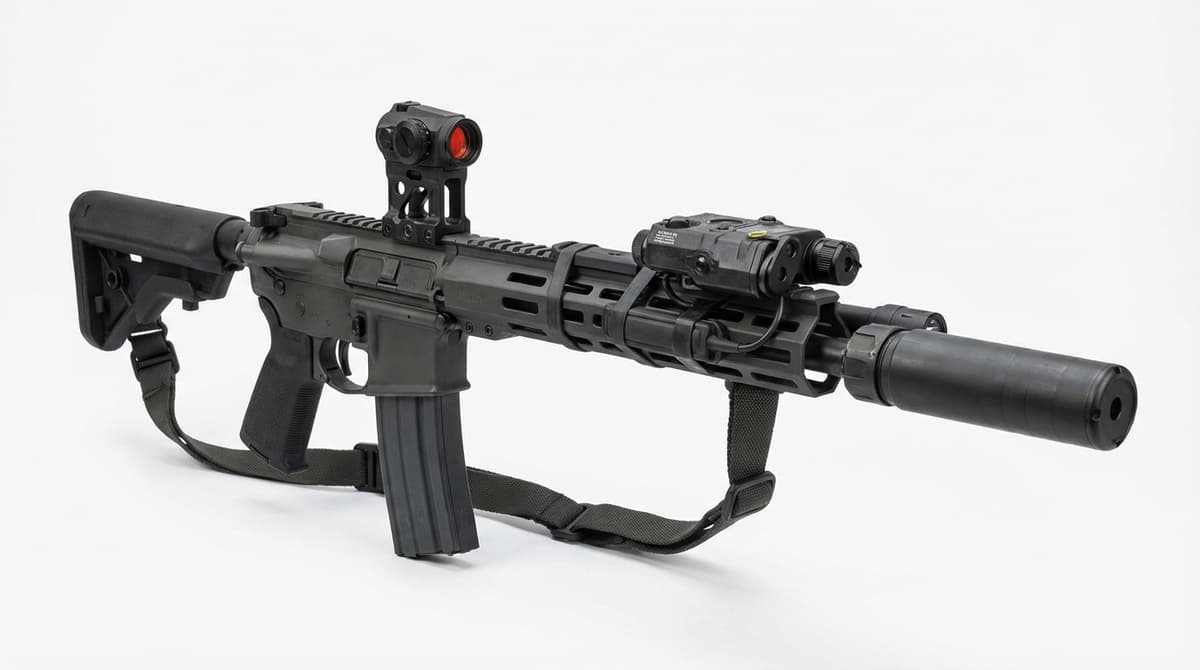 Complete NVG-ready AR-15 with tall mount optic and IR laser