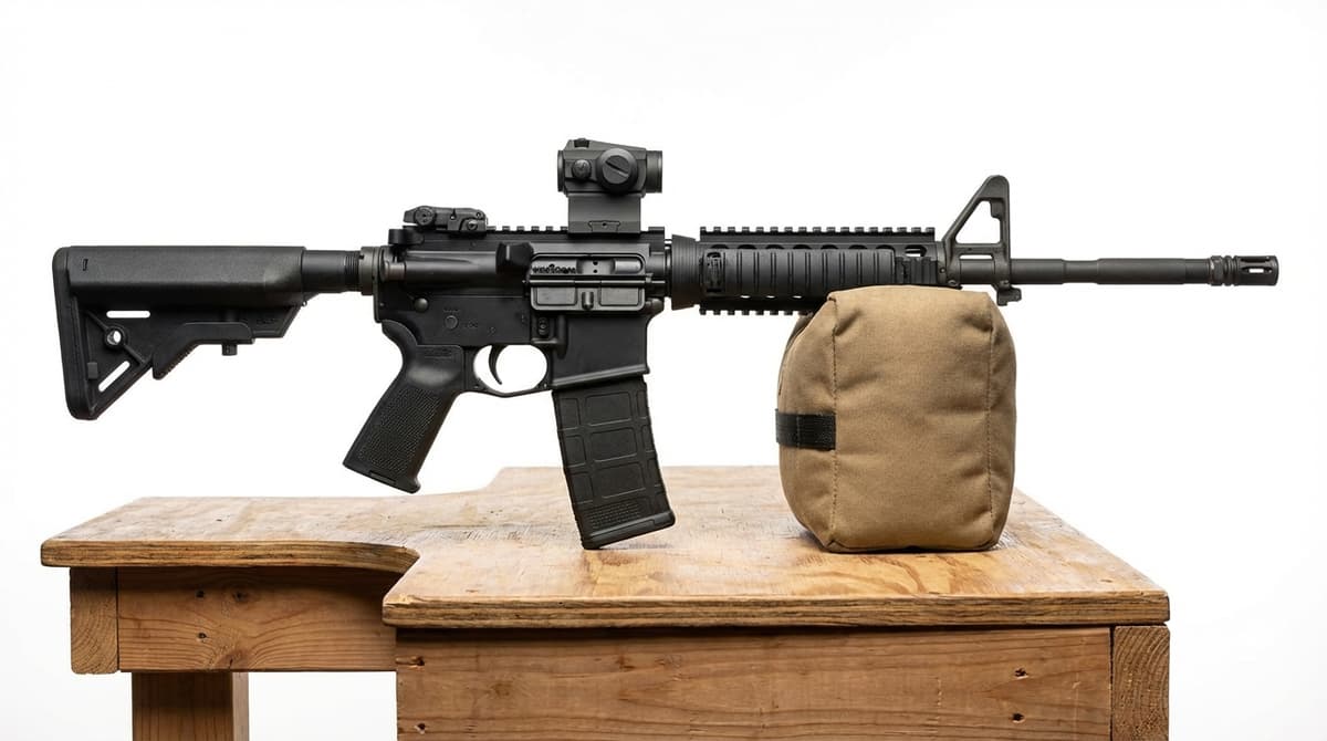 AR-15 with shooting rest for zeroing