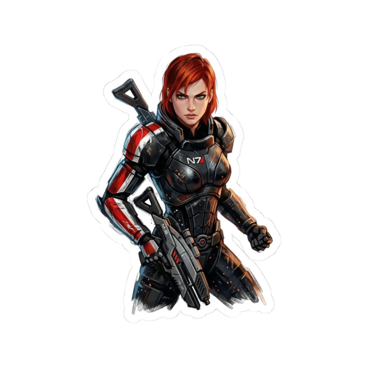Commander Shepard FemShep N7 Character Sticker | Sci-Fi Vinyl Decal