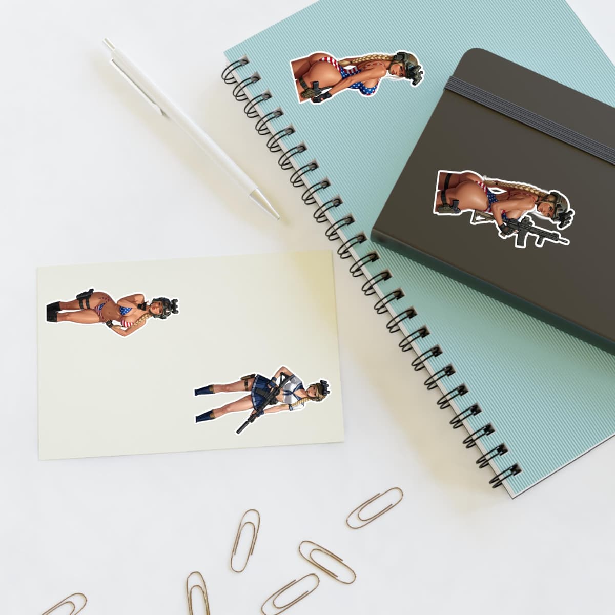 Valkyrie Patriot Holographic Sticker Sheet | Tactical Waifu Vinyl Decal Pack