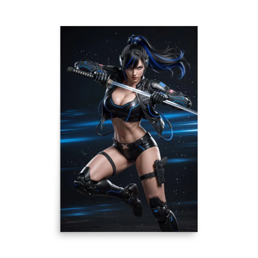 Neon Sword Sci-Fi Pin Up Poster