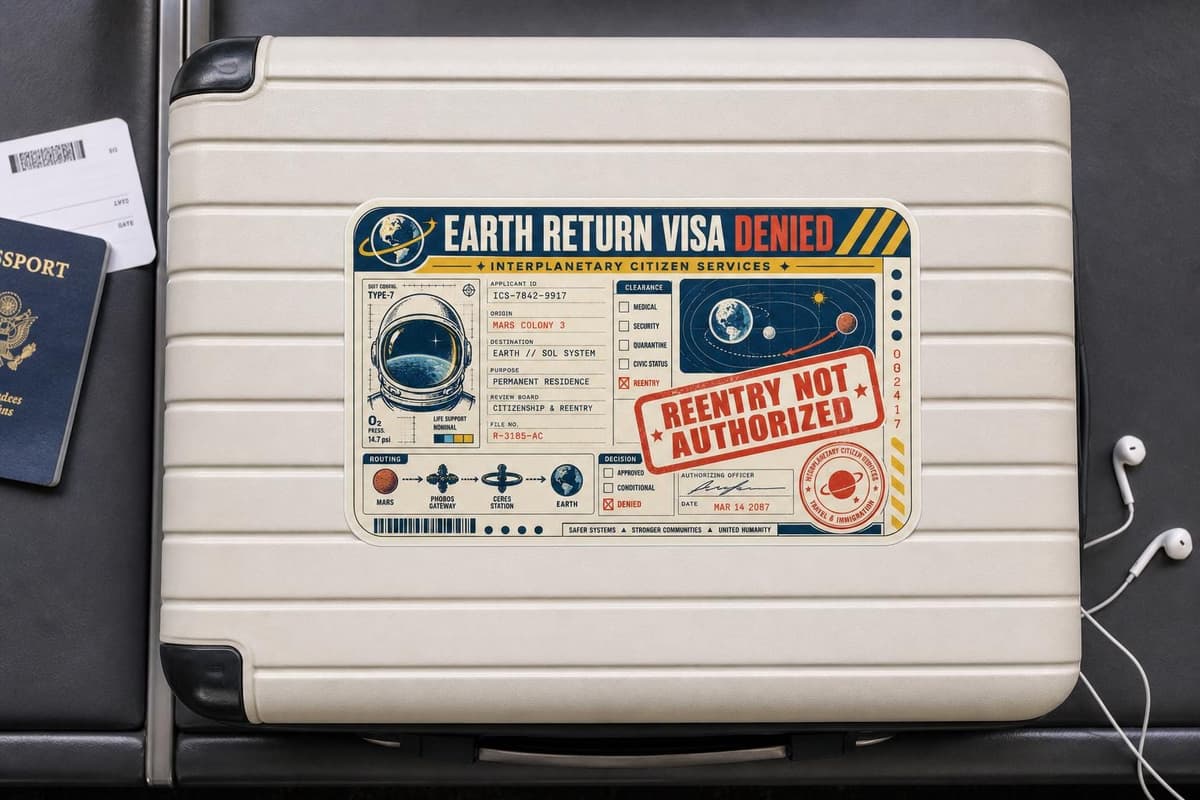 Earth Return Visa Denied Sticker | Retro Space Vinyl Decal