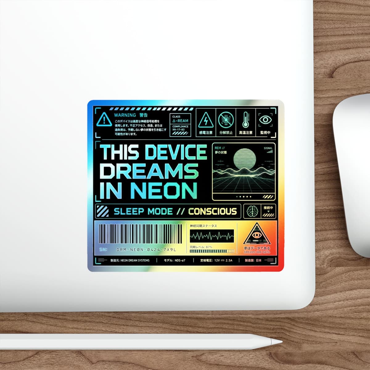 Neon Dreams Synthwave Holographic Sticker