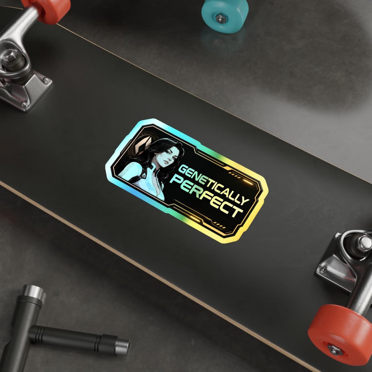 Genetically Perfect Holographic Sticker | Miranda Cerberus Sci-Fi Vinyl Decal