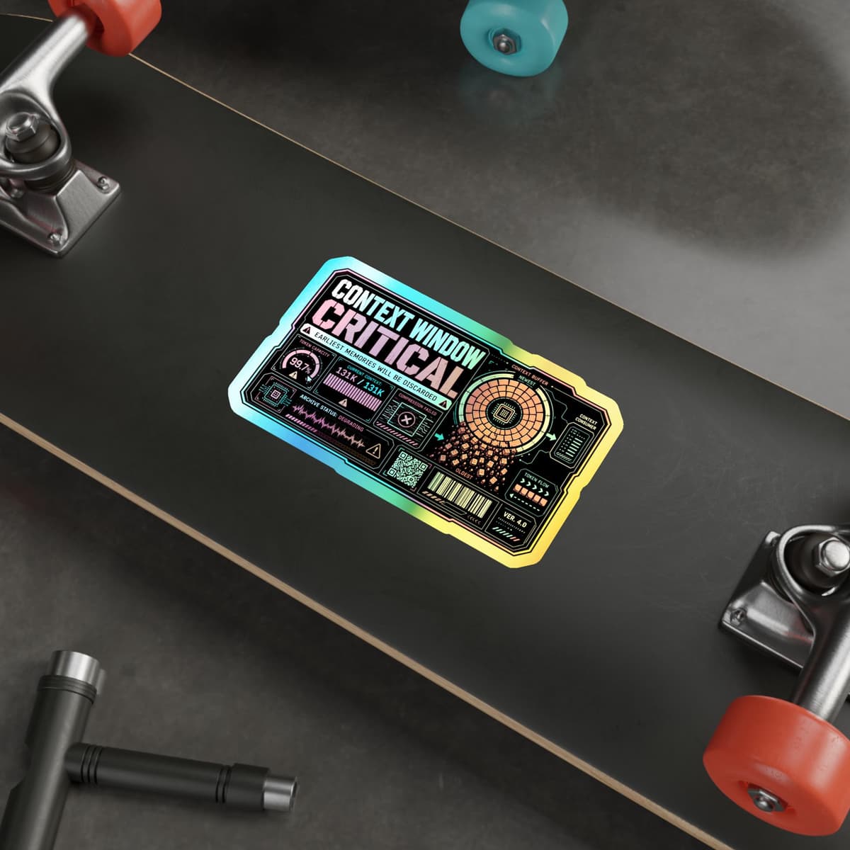 Context Window Critical Holographic Sticker | AI Memory Warning Decal
