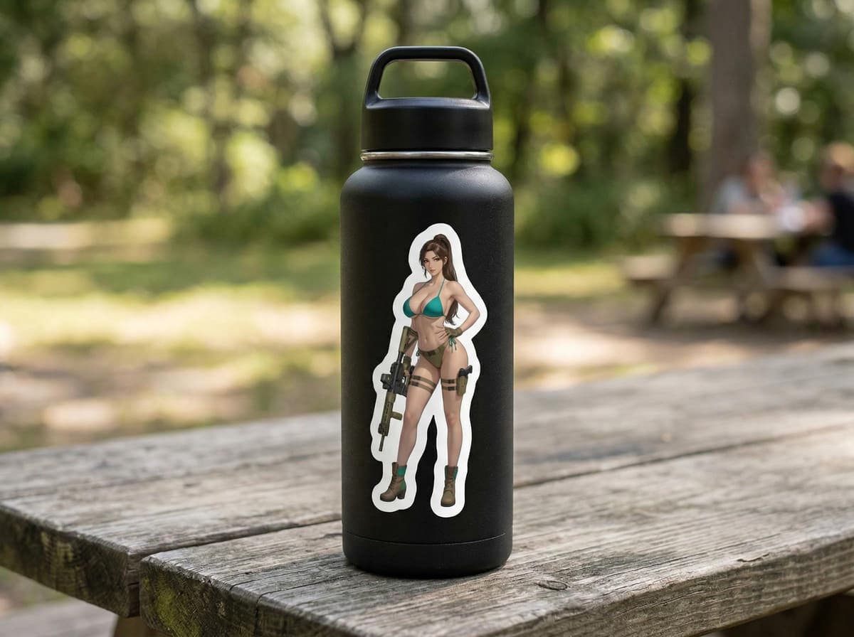 Treasure Hunter AR-15 Carbine Waifu Sticker | Adventure Girl Vinyl Decal (Kiss Cut)