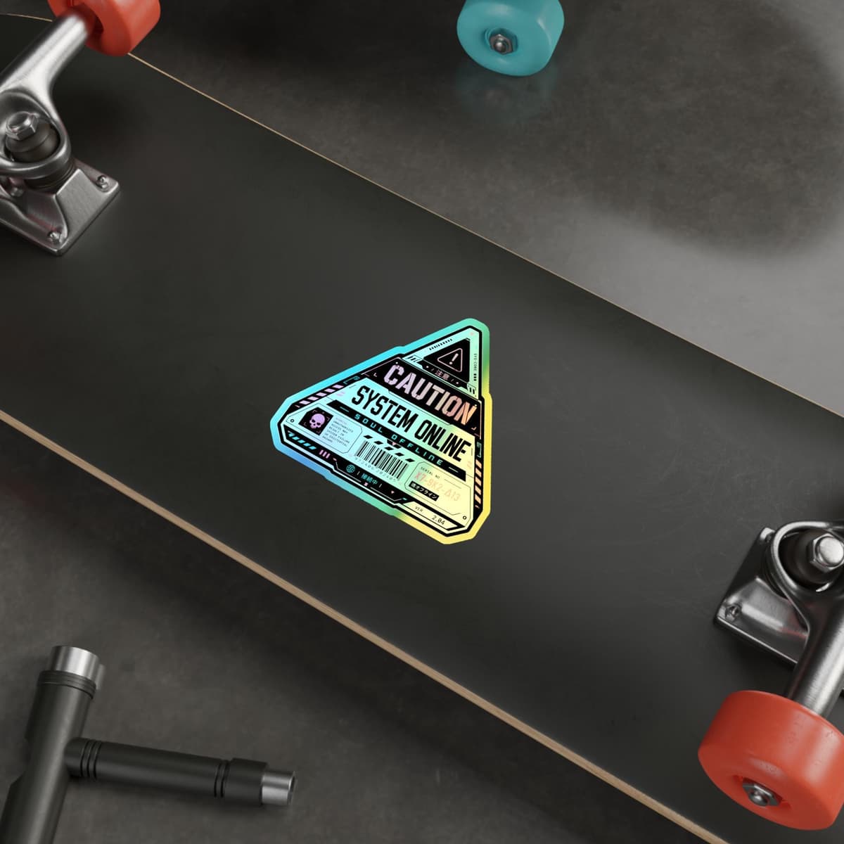 Caution System Online Triangle Holographic Sticker