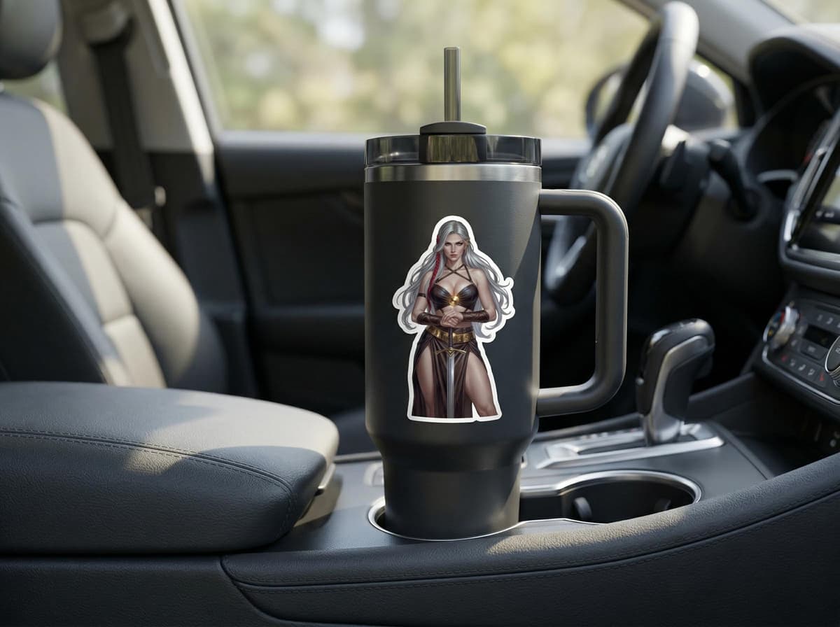 Elara Dark Sorceress Waifu Sticker | Arcane Witch Fantasy Vinyl Decal (Kiss Cut)