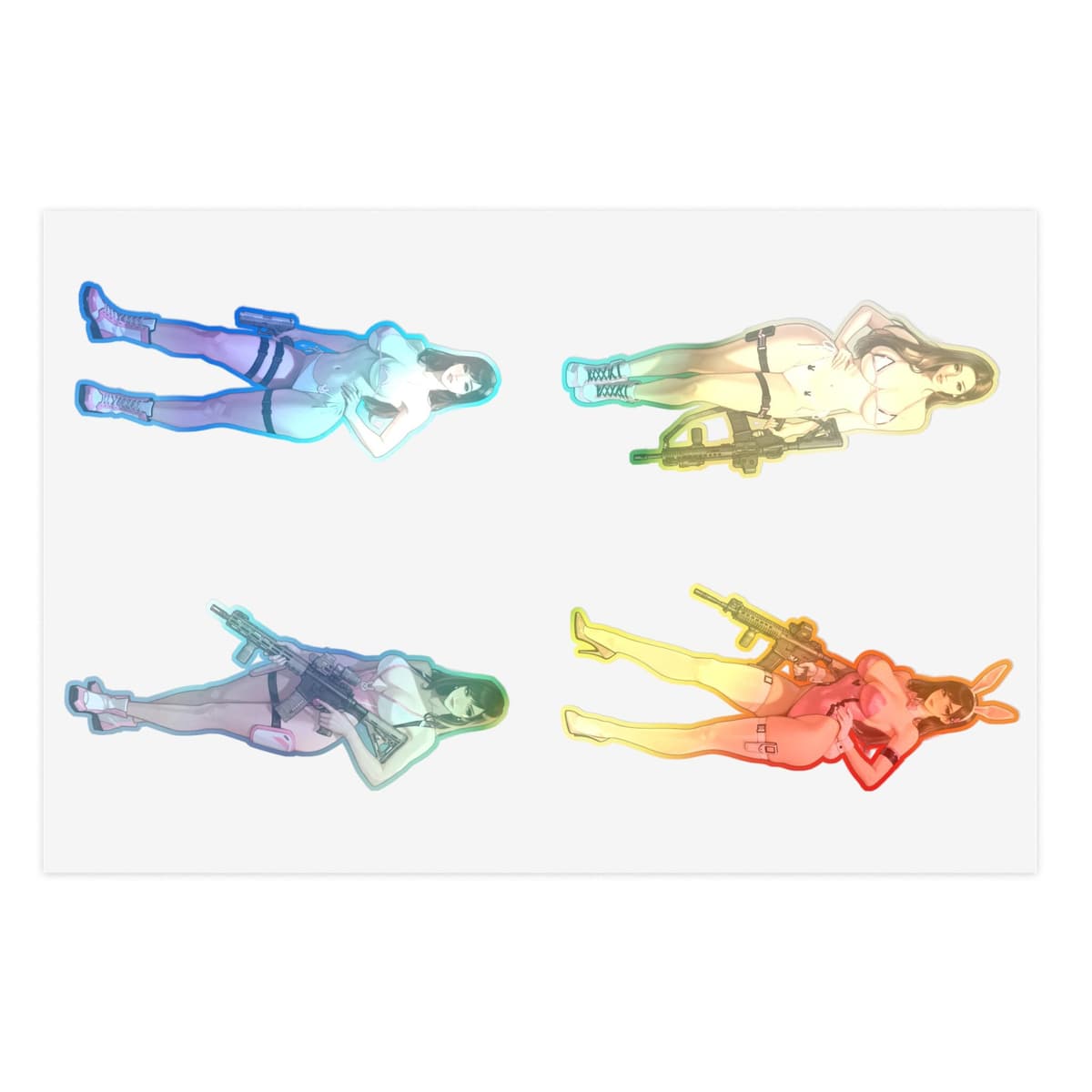 Bunny Pilot Holographic Sticker Sheet | Mech Gamer Girl Vinyl Decal Pack