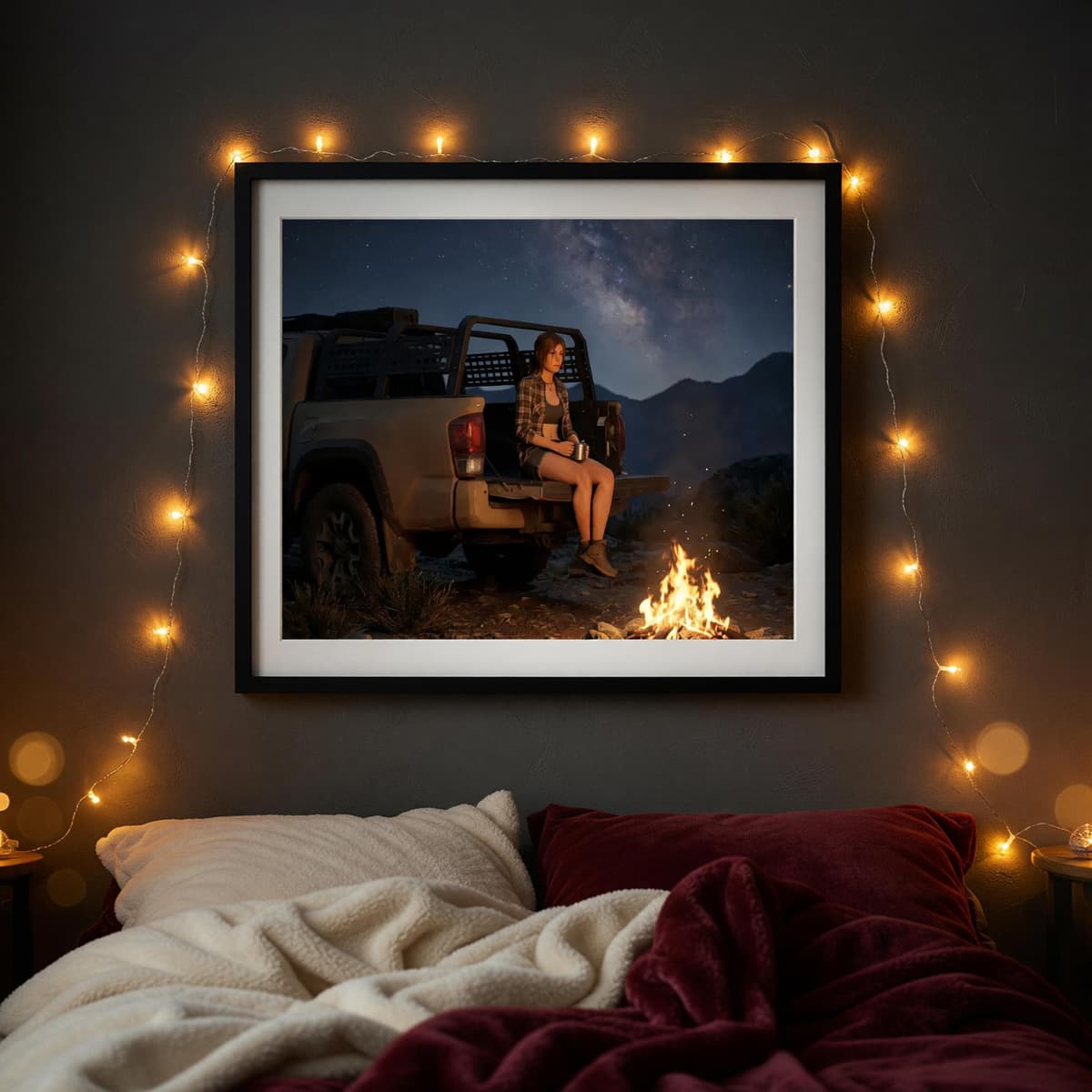 Explorer Campfire Poster | Stargazing Adventure Wall Art (Matte Print)