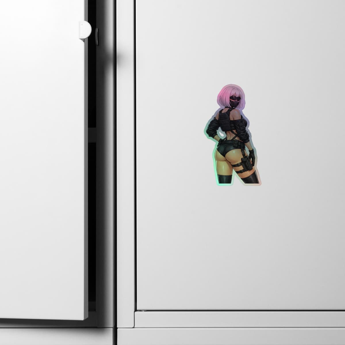 2B Tactical Rear View Holographic Sticker | Android Waifu Iridescent Vinyl Decal