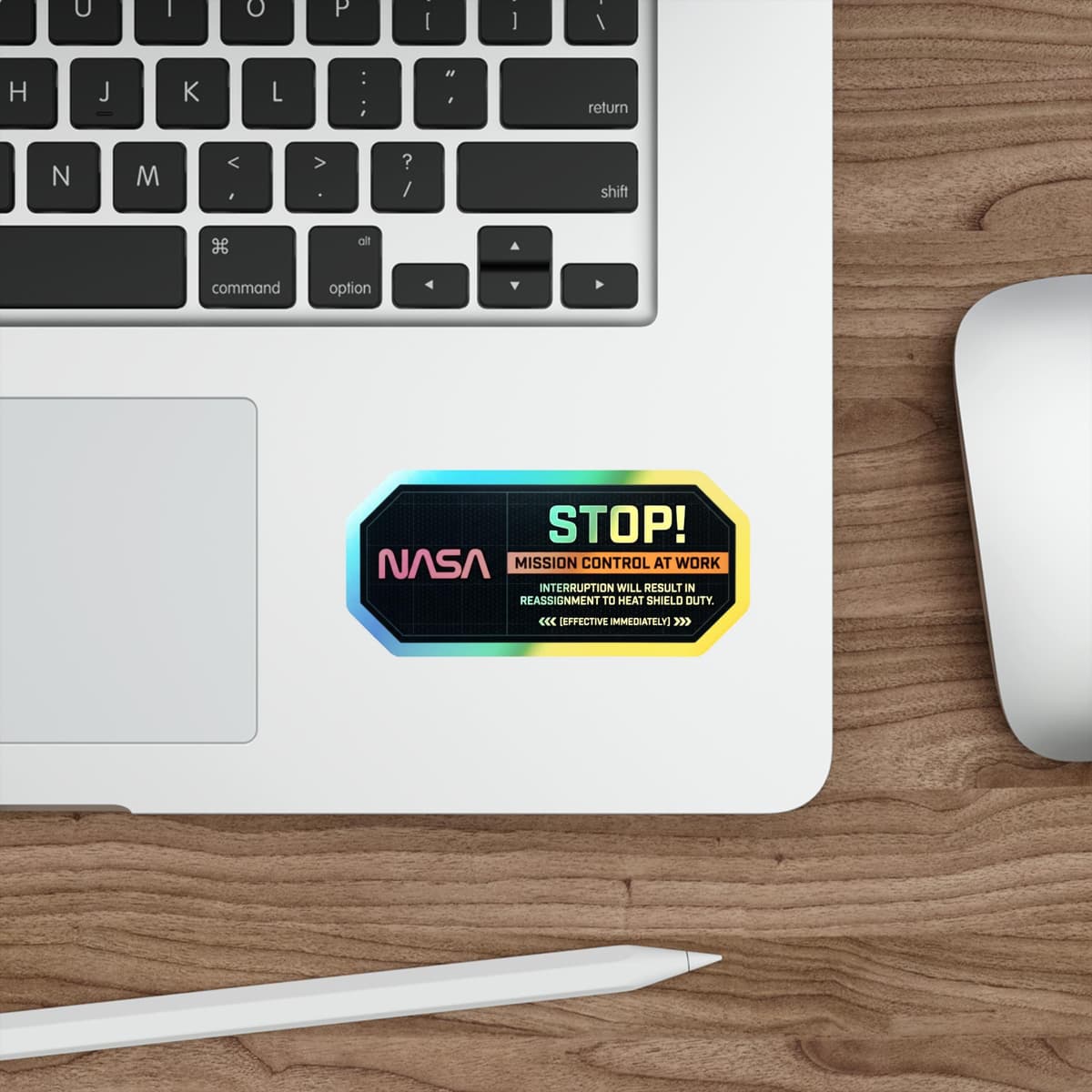 NASA Mission Control Warning Holographic Sticker | Space Humor Vinyl Decal