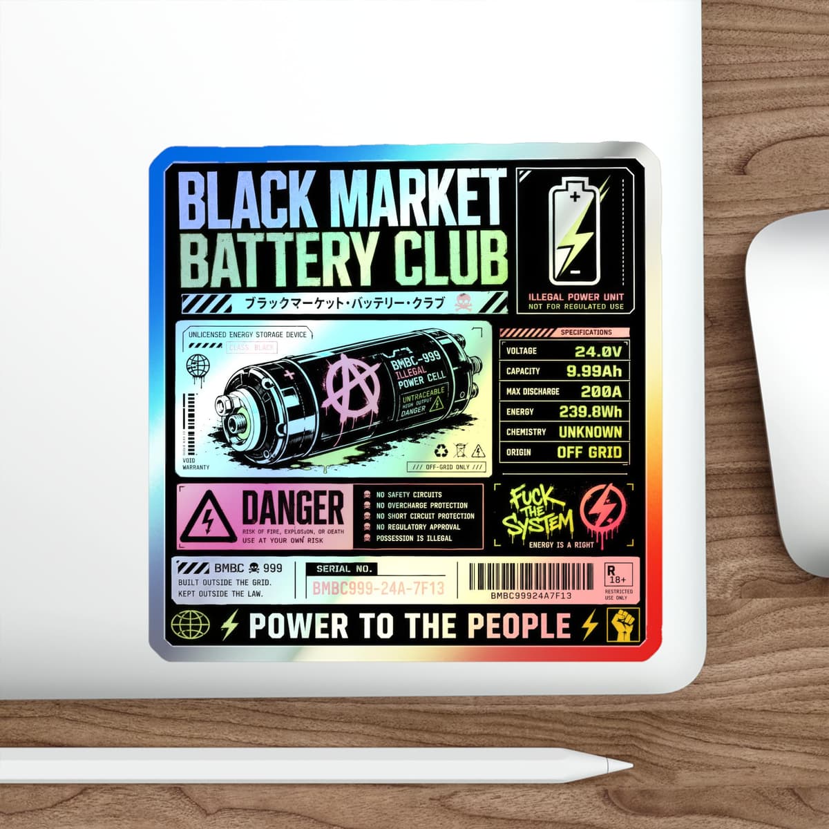 Black Market Battery Club Holographic Sticker