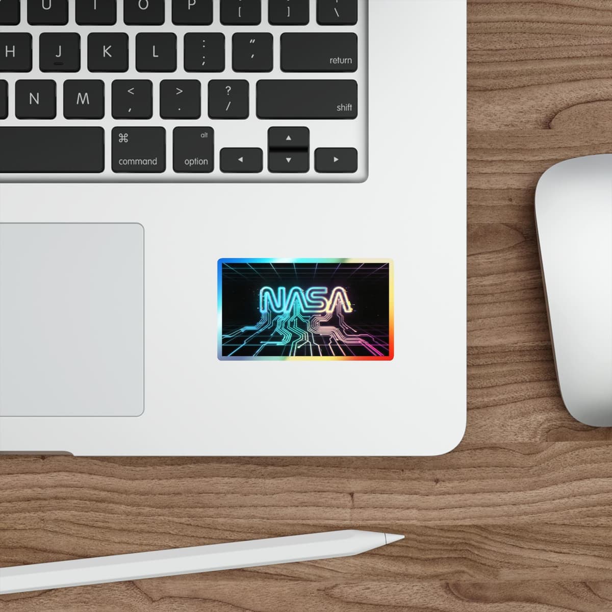 Cyberpunk NASA Worm Holographic Sticker | Retro Space Neon Vinyl Decal