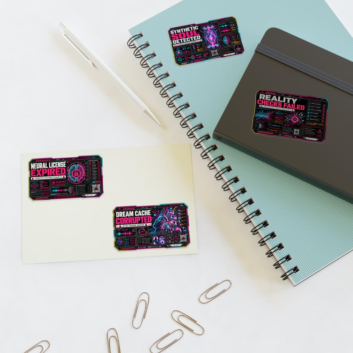 AI System Failure Sticker Pack | Cyberpunk Warning Label Sheet