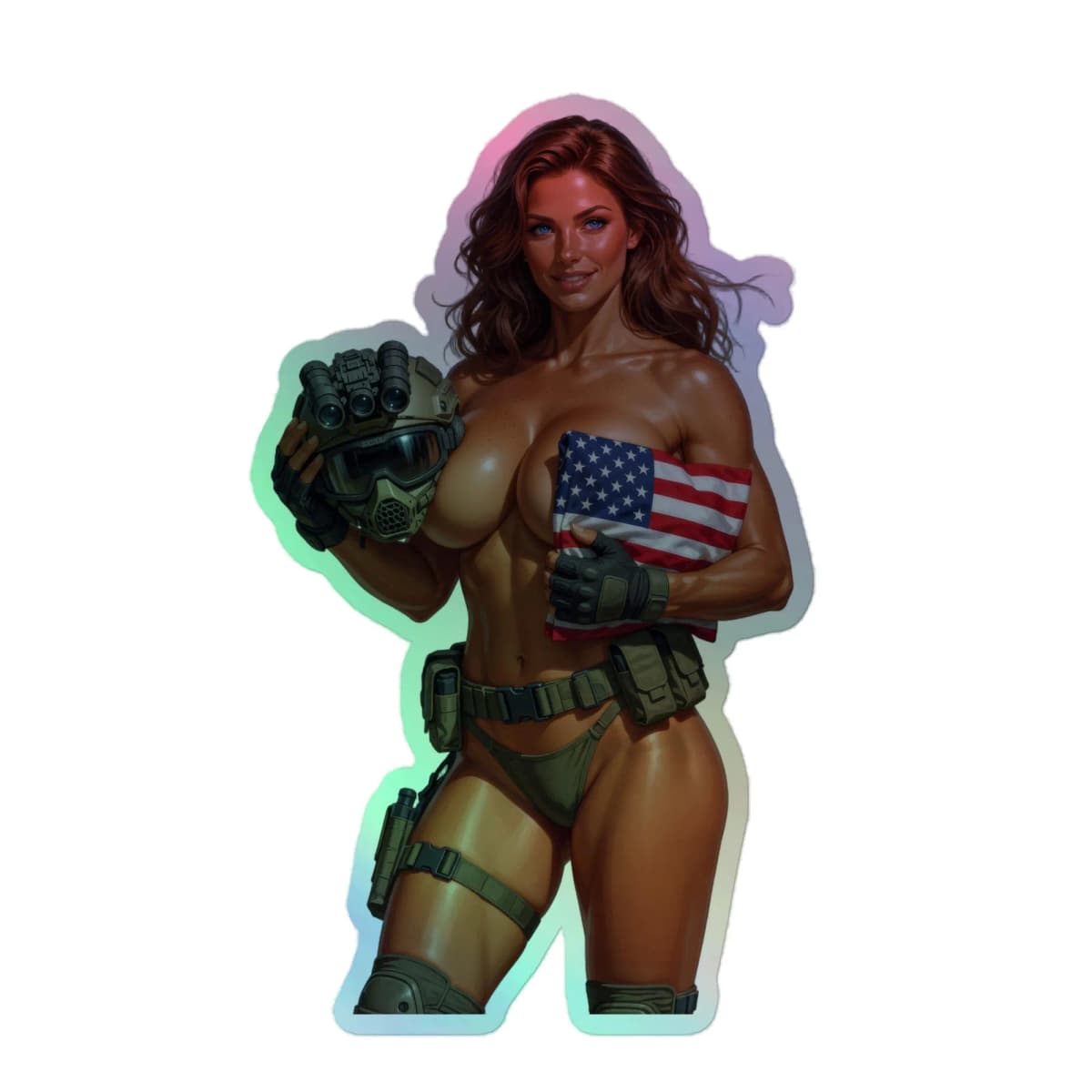 Tactical Girl Flag Holographic stickers