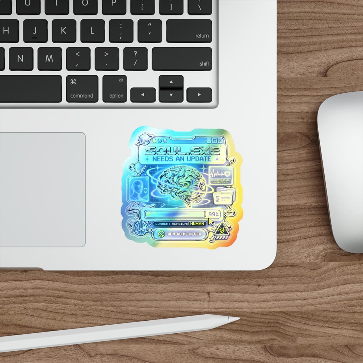 Soul.exe Needs an Update Holographic Sticker | Y2K Cyberpunk Decal