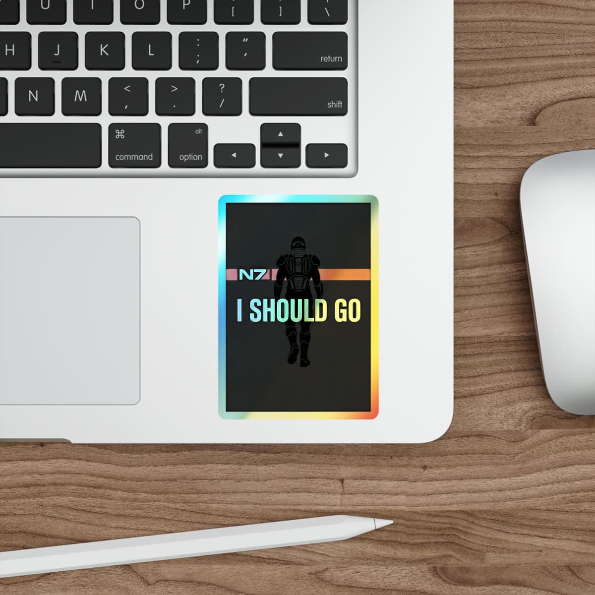 Shepard "I Should Go" Holographic Sticker | N7 Meme Waterproof Sci-Fi Decal