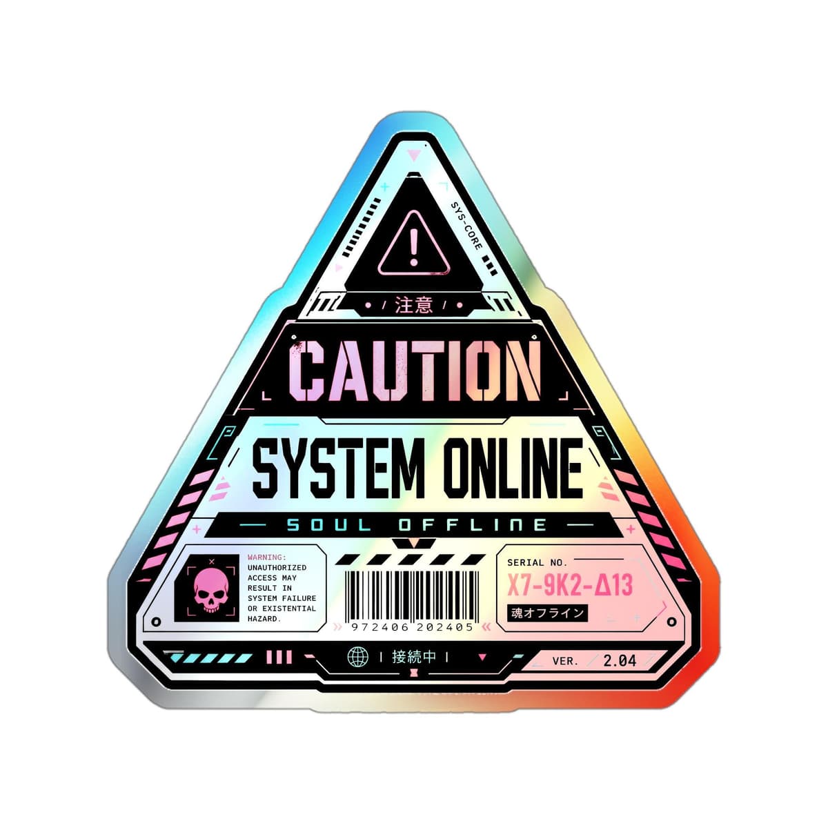 Caution System Online Triangle Holographic Sticker