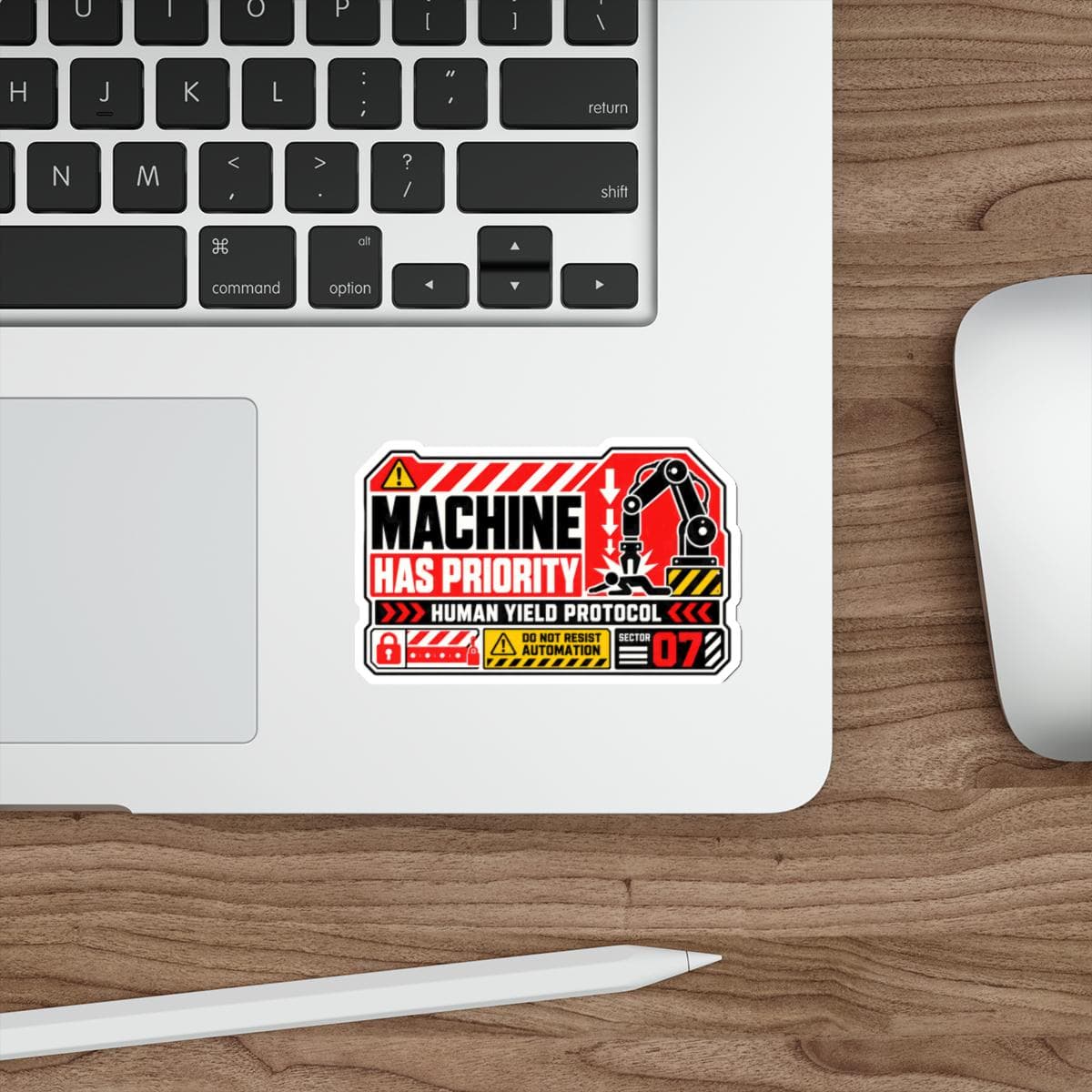 Machine Has Priority Sticker | Robot Warning Vinyl Decal