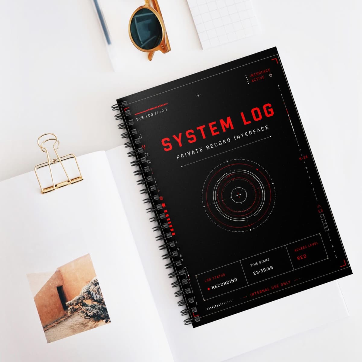 Cyberpunk Spiral Notebook | Tactical HUD System Log Hacker Journal