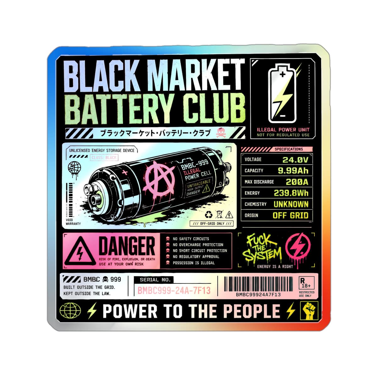 Black Market Battery Club Holographic Sticker