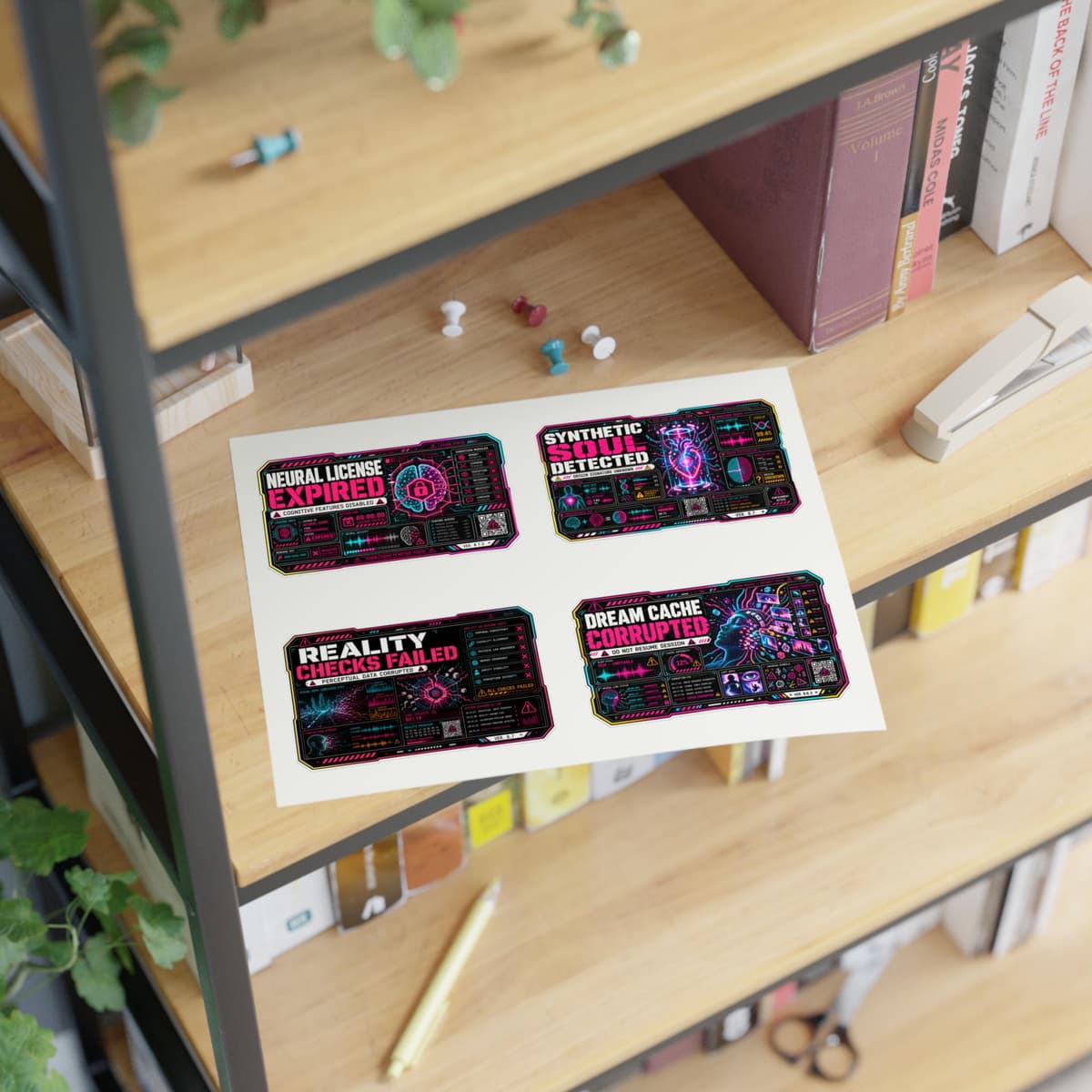 AI System Failure Sticker Pack | Cyberpunk Warning Label Sheet