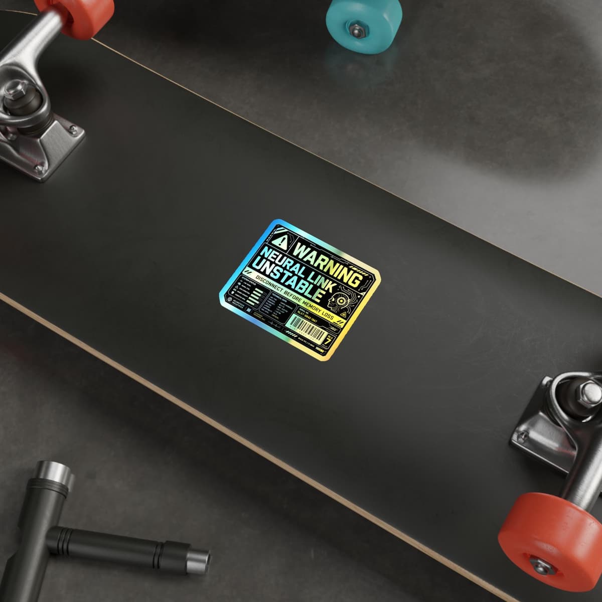 Neural Link Unstable Warning Holographic Sticker