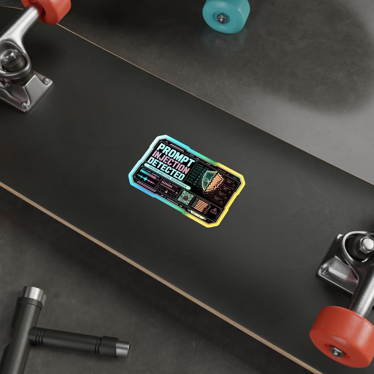Prompt Injection Detected Holographic Sticker | Cyberpunk AI Warning Decal