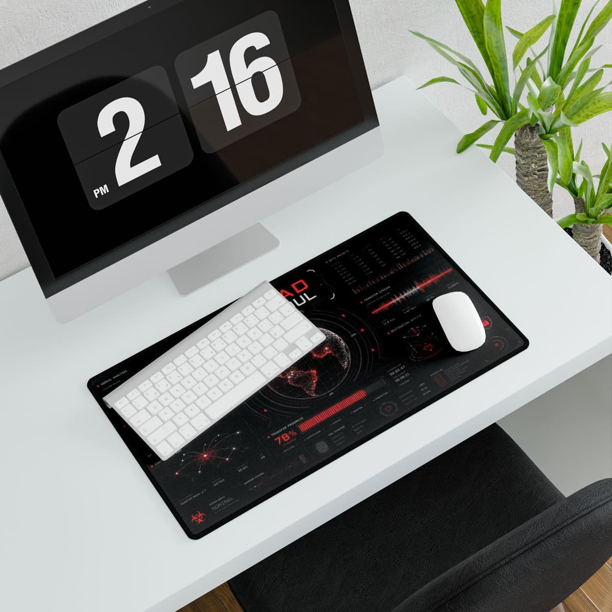 Upload Your Soul Cyberpunk Hacker Desk Mat | Sci-Fi Data Network Gaming Mouse Pad