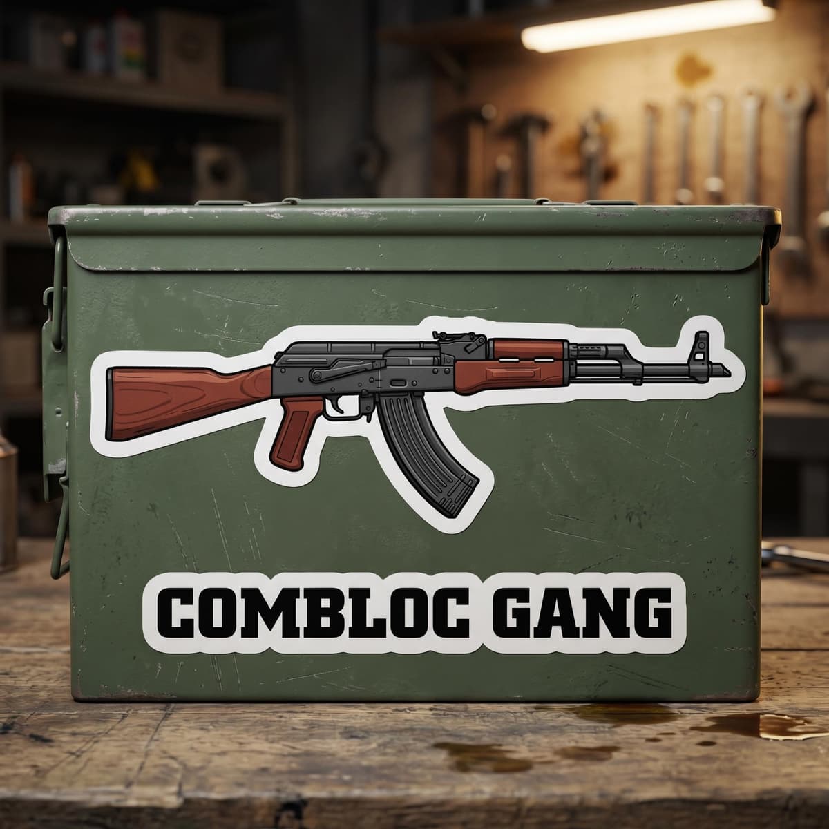 Combloc Gang AK-47 Sticker | Eastern Bloc Rifle Gun Meme Vinyl Decal
