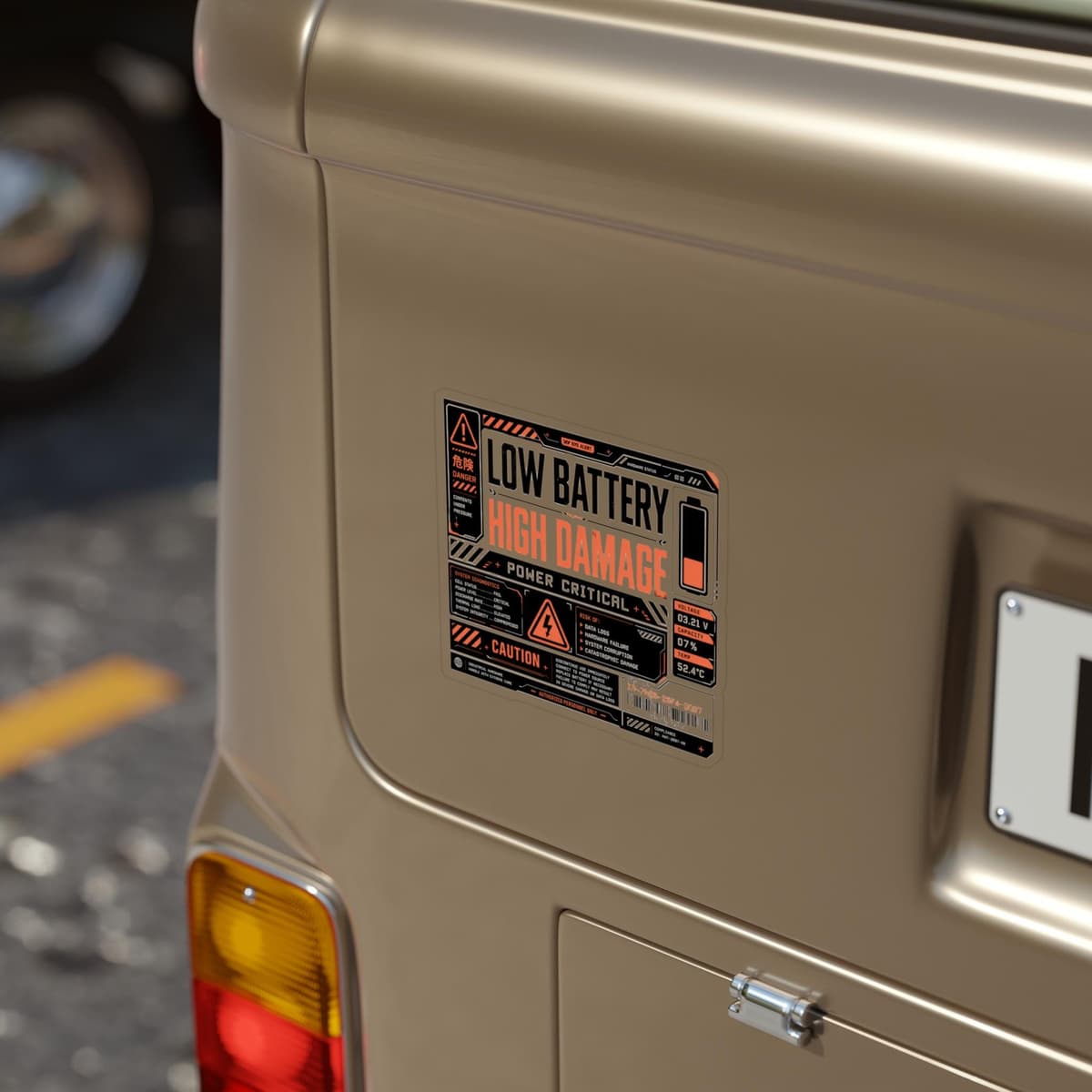 Low Battery High Damage Warning Transparent Sticker