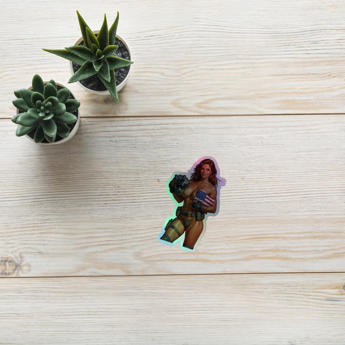 Tactical Girl Flag Holographic stickers