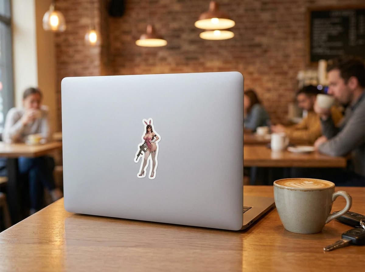 Bunny Mech Pilot Waifu Sticker | Korean Gamer Girl Anime Vinyl Decal (Kiss Cut)