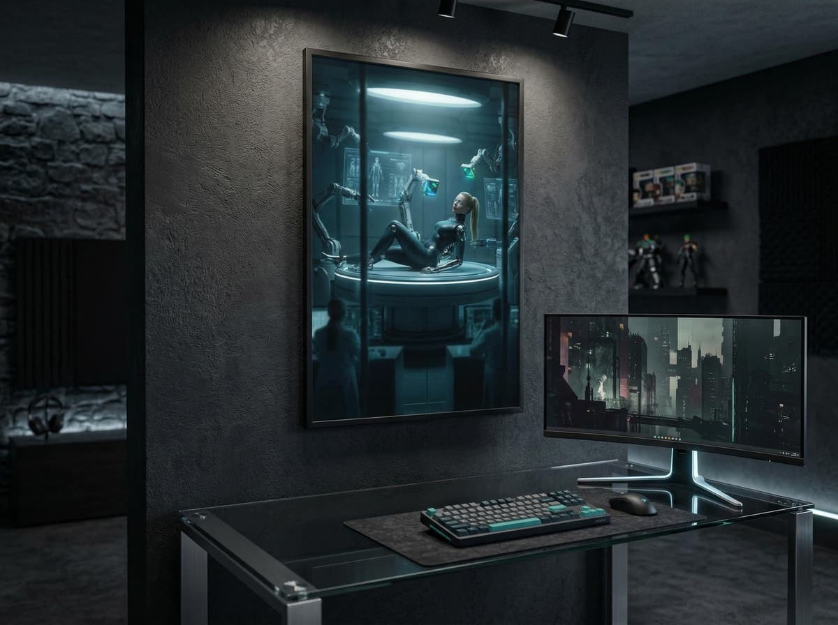 Android Surgery Poster | Dark Cyberpunk Operating Room Wall Art (Matte Print)