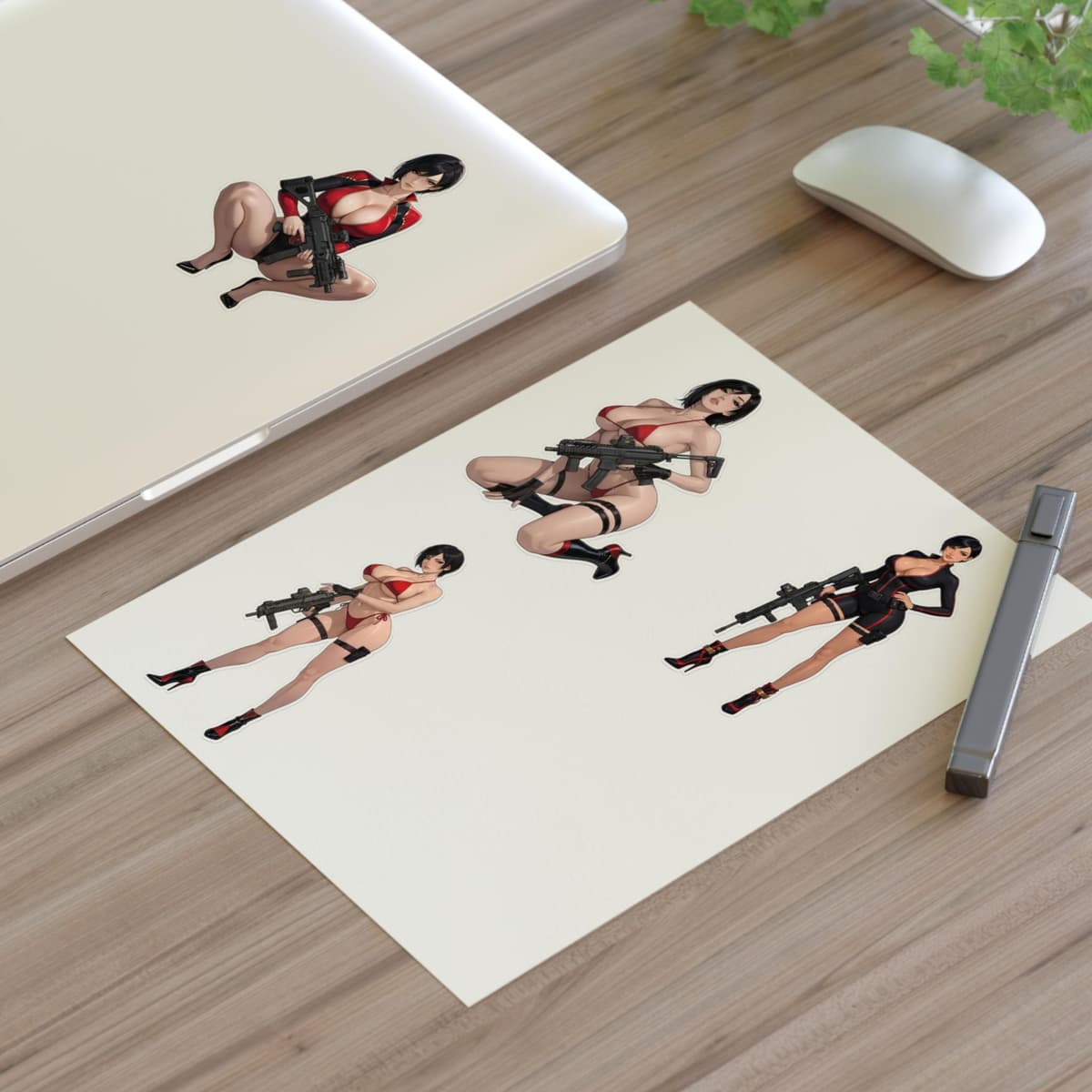 Crimson Spy Girl Holographic Sticker Sheet | Femme Fatale Vinyl Decal Pack