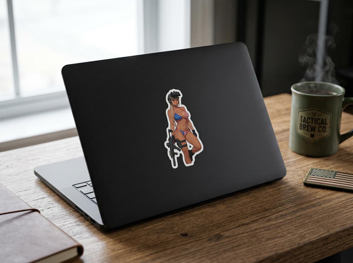 Valkyrie USA Bikini MPX Gun Sticker | Tactical Waifu Vinyl Decal