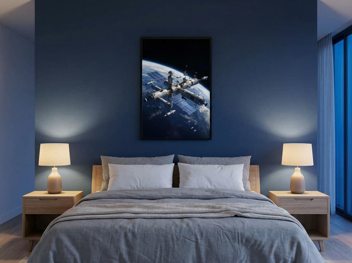 Orbital Space Station Poster | Near-Future Sci-Fi Wall Art (Enhanced Matte Print)