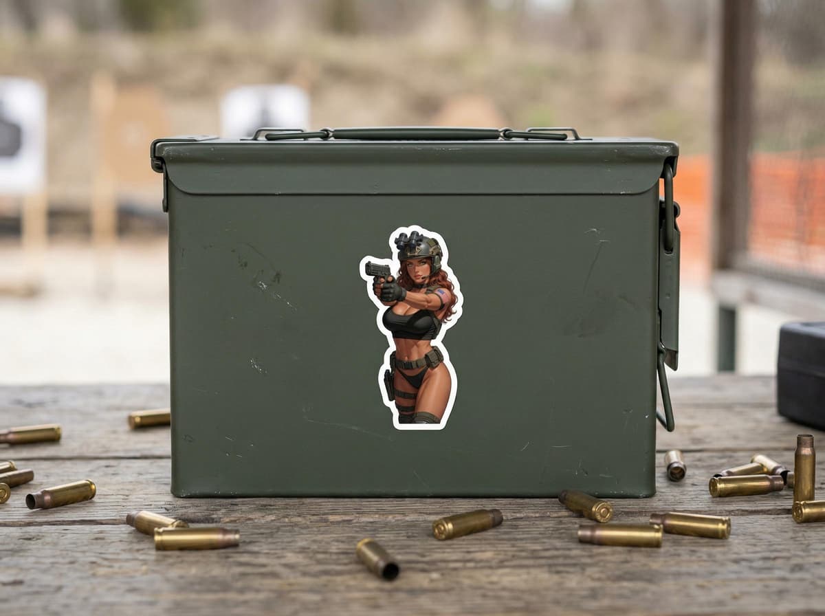 Tactical Girl Operator Crop Top Sticker | FOB Pin-Up Vinyl Decal (Kiss Cut)