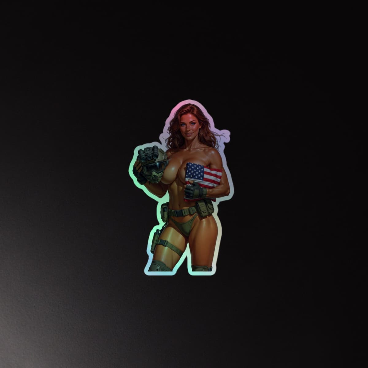 Tactical Girl Flag Holographic stickers