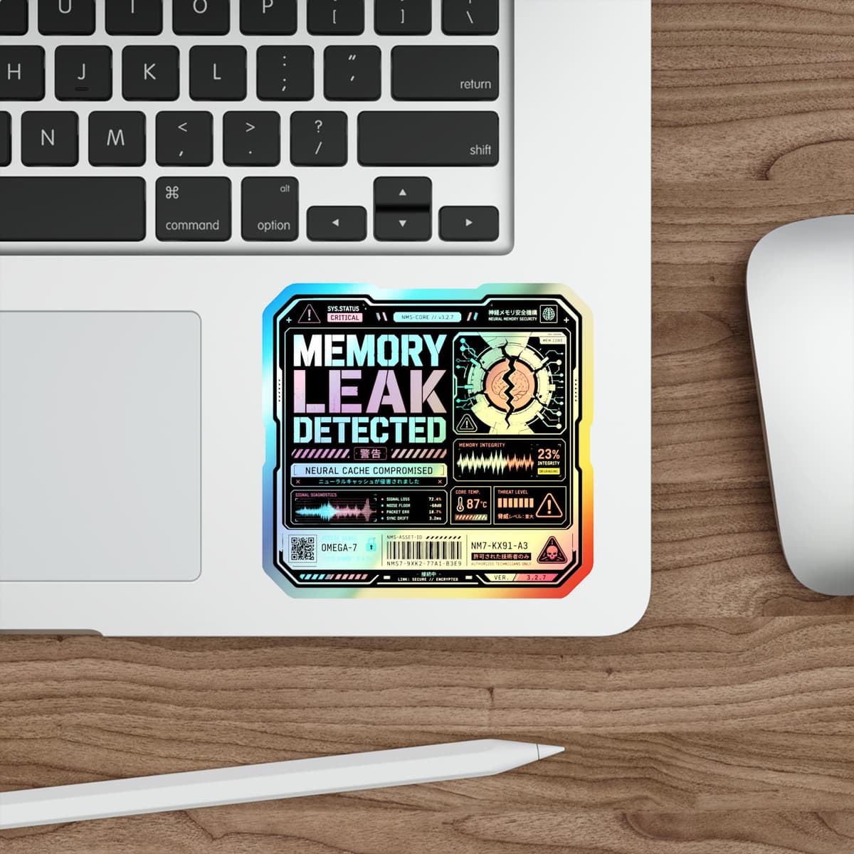 Memory Leak Detected Holographic Sticker | Programmer Warning Decal