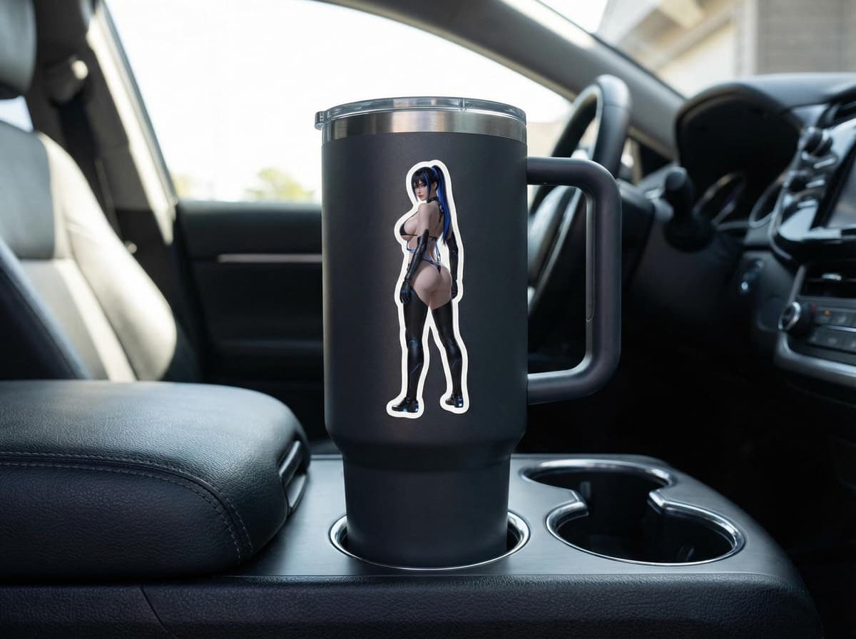 Neon Cyberpunk Waifu Sticker | Cybernetic Anime Girl Vinyl Decal (Kiss Cut)