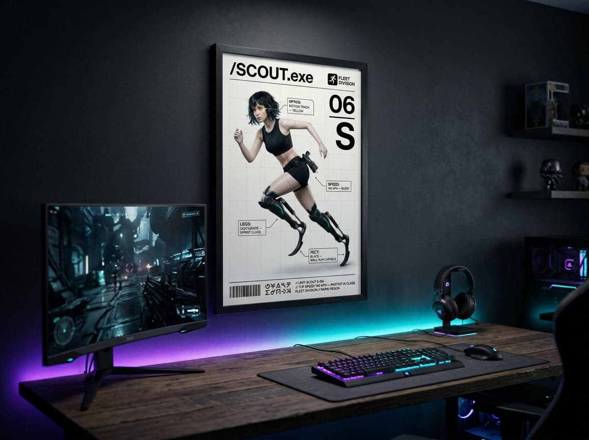 Scout Operative Poster | Cyberpunk Sprint Runner Dossier Wall Art (Matte Print)