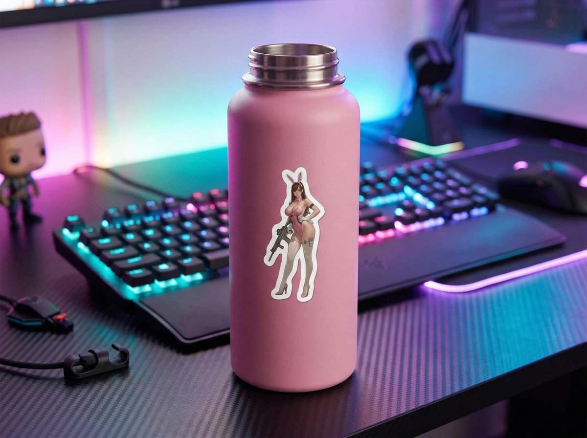 Bunny Mech Pilot Waifu Sticker | Korean Gamer Girl Anime Vinyl Decal (Kiss Cut)