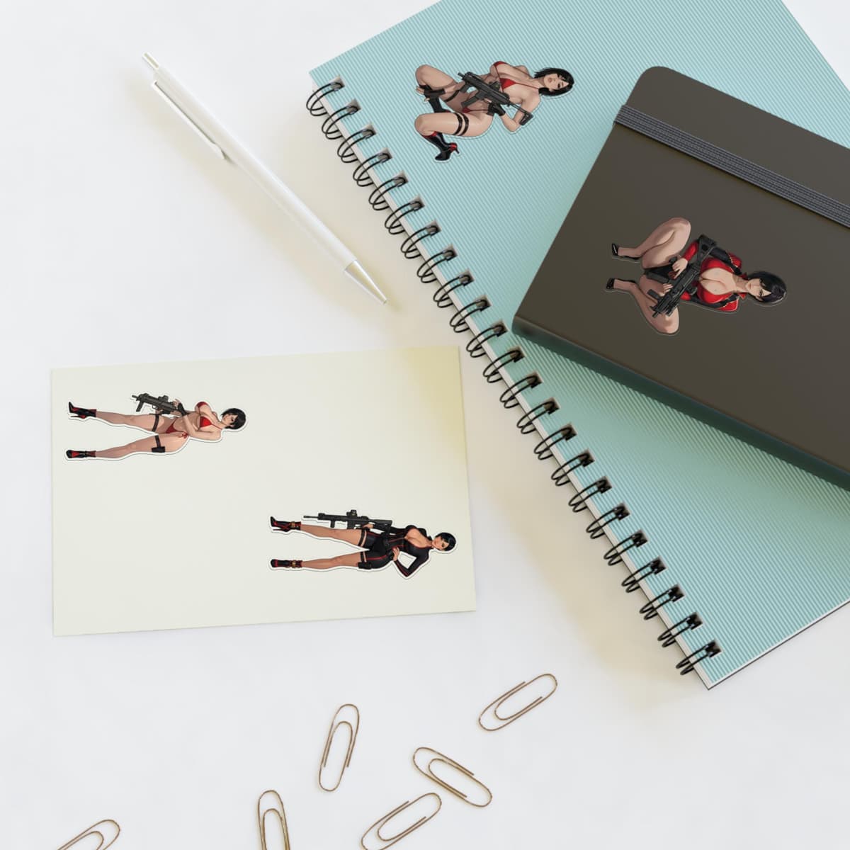 Crimson Spy Girl Holographic Sticker Sheet | Femme Fatale Vinyl Decal Pack